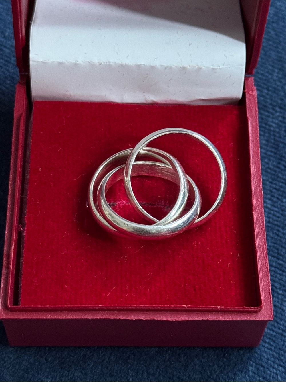 925 Sterling Silver Triple interlocked Ring, Three Rolling Ring, Multi Band